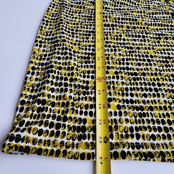 Calvin Klein Green Black Dot Printed Sleeveless Career Sheath Dress Rutched M - Picture 13 of 14